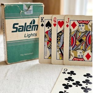 salem cigarettes playing cards Vintage Filter Cigarette Cards- Set of 10 and the dark history of Salem Witch Trials Vintage Deck of Salem Cigarettes