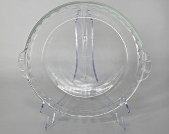 Vintage PYREX 229 Klarglas 24,5 cm Tortenplatte mit ausgebogten Griffen Made in USA