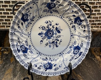 Vintage Johnson Bros Indies Plate, Blue White Floral Ironstone (10-Inch)