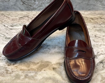 Vintage Hush Puppies Penny Loafers Oxblood Burgundy