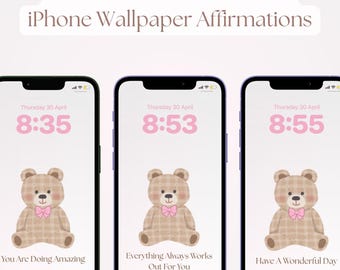 Reminder Affirmation iPhone Wallpaper | Kindness Bear Reminder Of Self Love | Digital Instant Download