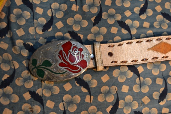 Vintage Nacona Western belt and Mr. Buckle rose b… - image 2