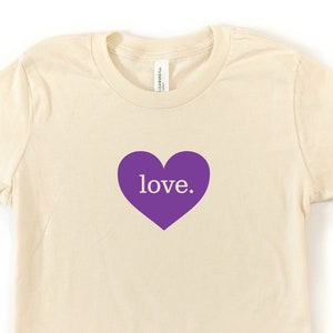 Kids tshirt heart purple minimalist heart shirt valentines day gift kid heart t-shirt kid gift valentine&#39;s day heart t shirt purple fun tee