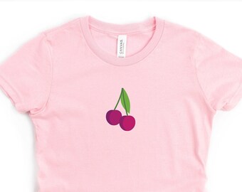 Cherry kids tshirt simple cherry shirt minimalist fruit t-shirt kid gift cherries birthday gift kid fruit gift teen t shirt cherries tee