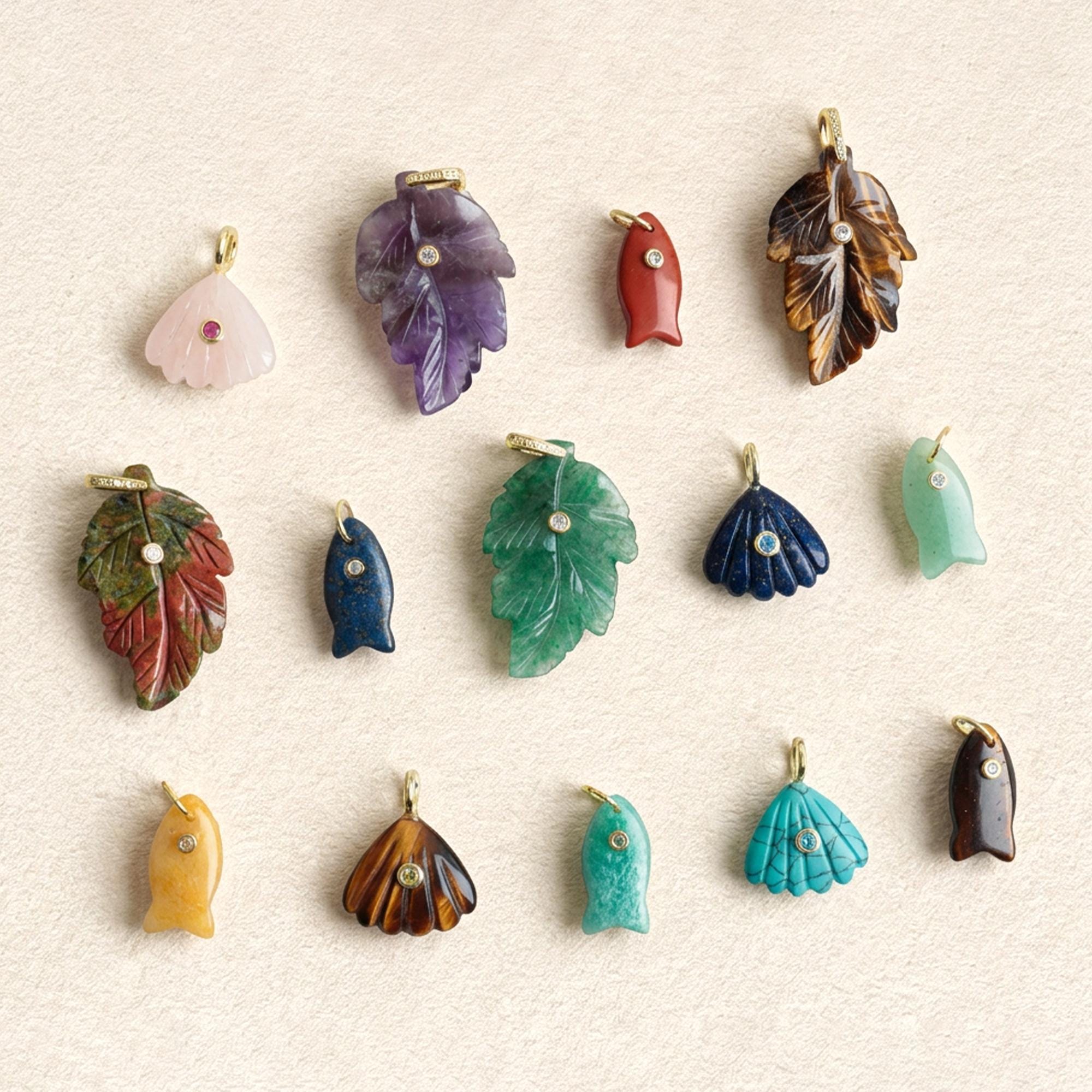 Stone carved fish charm - Etsy 日本