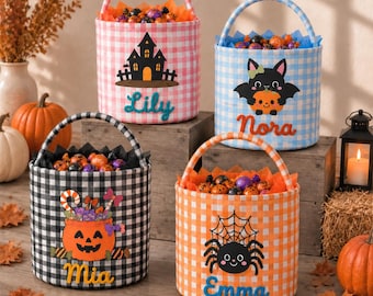 Personalized Halloween Basket for Kids, Custom Name Treat Basket, Halloween Candy Holder, Trick or Treat Gift, Fall Keepsake