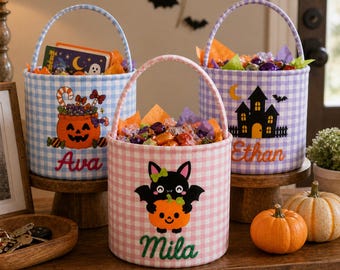 Personalized Halloween Basket for Kids, Custom Halloween Basket, Trick or Treat Bag, Halloween Candy Bag, Holiday Gift Basket,  fall decor