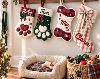 Personalized Christmas Stockings with Name, Custom Family Pet Stocking, Embroidered Christmas Stocking, Mantel Decor, Christmas Home Decor