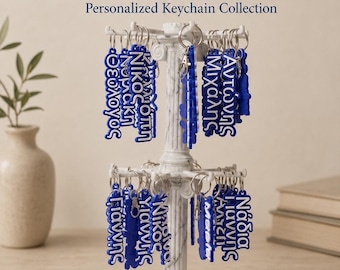 Personalized Greek Name Keychain | Custom 3D Printed Name Tag
