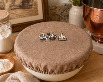Embroidered Goose Sourdough Bowl Cover | Linen Bread Proofing Cover | Reusable Dough Cover | Farmhouse Kitchen Decor | Bread Baker Gift