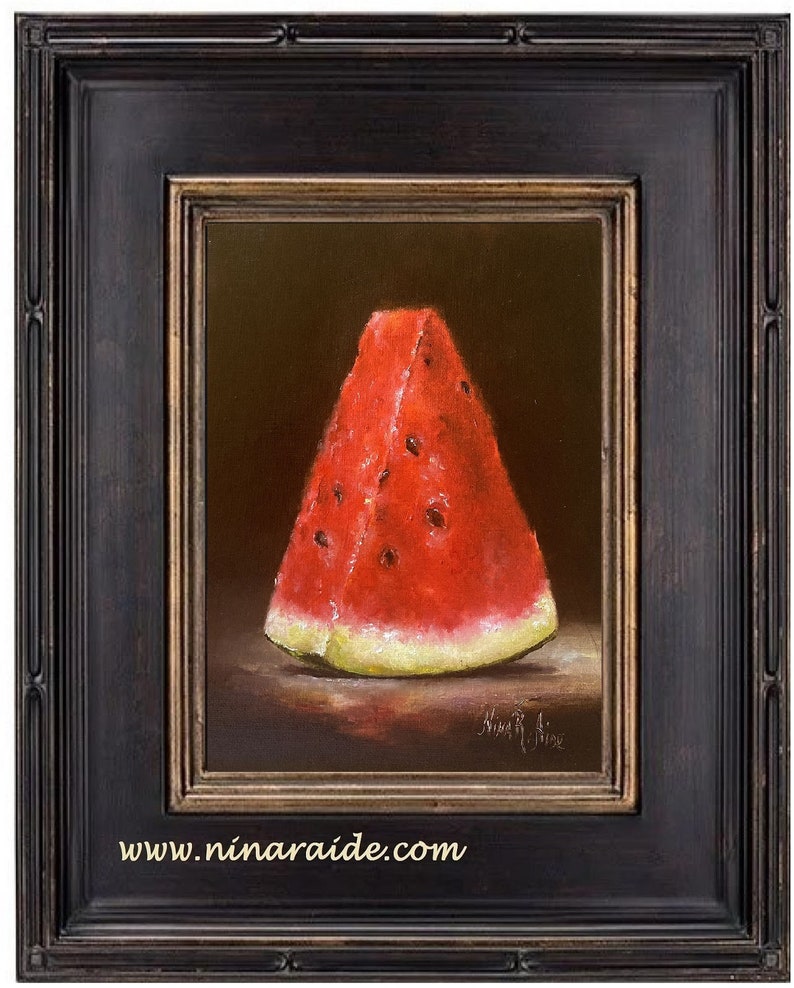 Watermelon Slice Original Oil Painting by Nina R.Aide Fine Art image 1