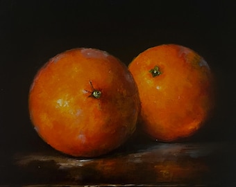 Oranges Original Oil Painting Nina R.Aide Still Life Fruit Art Chiaroscuro