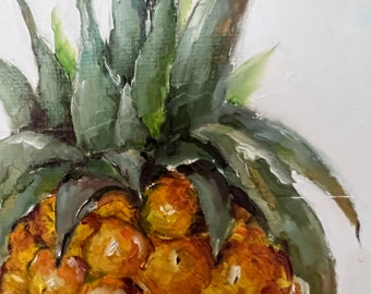Golden Pineapple Oil Painting By Zaure Kadyke