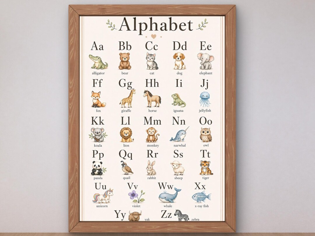 Alphabet Poster for Kids, ABC Wall Art, Nursery Decor, Montessori ...