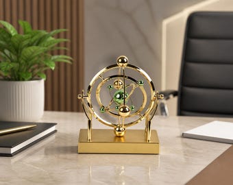Máquina de movimiento perpetuo con péndulo en órbita celeste: escultura cinética de arte astronómico para escritorio, ideal para el hogar y la oficina.