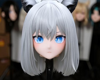 WithinTheWeek U Series "White Wolf" Kigurumi Mask – Magnetic Bangs, Dual Fans