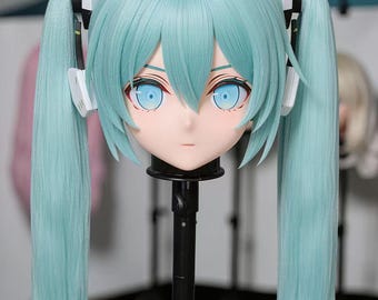 Maschera Kigurumi "Miku" della serie U di WithinTheWeek – Frangia magnetica, doppia ventola