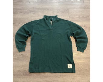 VTG Victoria's Secret Country Henley Shirt Womens Medium Green Waffle Knit 90s