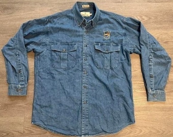 Vintage 90s BROWNING Denim Shirt Y2K Mallard Duck Gorpcore Barn Jacket L/XL