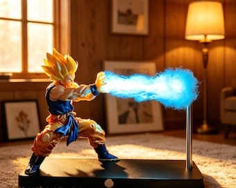 Dragon Ball Z Son Goku Kamehameha LED Night Light – Super Saiyan Anime Lamp, Touch Sensor Desk Light, DBZ Gift, Otaku Room Decor