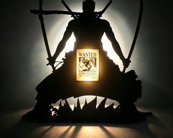 One Piece Anime Wall Lamp – Luffy & Zoro 3D Printed Light, Manga Room Decor, Anime Gift, Otaku Bedroom Decor, LED Wall Light