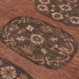 Hand Knotted Wool Rug Rust Brown Tribal Medallion Pattern Handmade Area Rug Traditional Geometric Design Living Room Bedroom Decor Rug