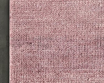 Alfombra de lana rosa anudada a mano, minimalista, lisa, hecha a mano, moderna, contemporánea, para sala de estar o dormitorio.