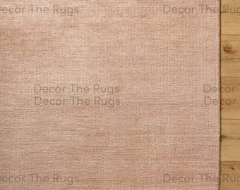 Alfombra de lana rosa rubor anudada a mano, suave y lisa, hecha a mano, minimalista y moderna, para dormitorio y sala de estar, decoración contemporánea.
