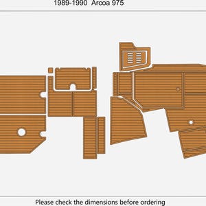 1989-1990 Arcoa 975 EVA Suelo para embarcaciones / Ajuste a medida / Imitación de teca / Kit de cubierta marina antideslizante