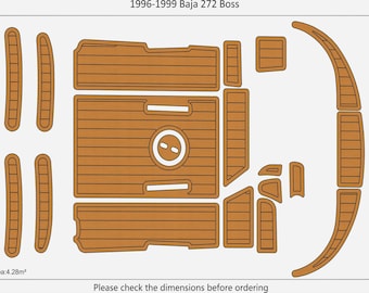 1996-1999 Baja 272 Boss EVA Boat Flooring | Faux Teak Marine Decking | Non-Slip Custom Fit Deck Kit | Swim Platform Mat