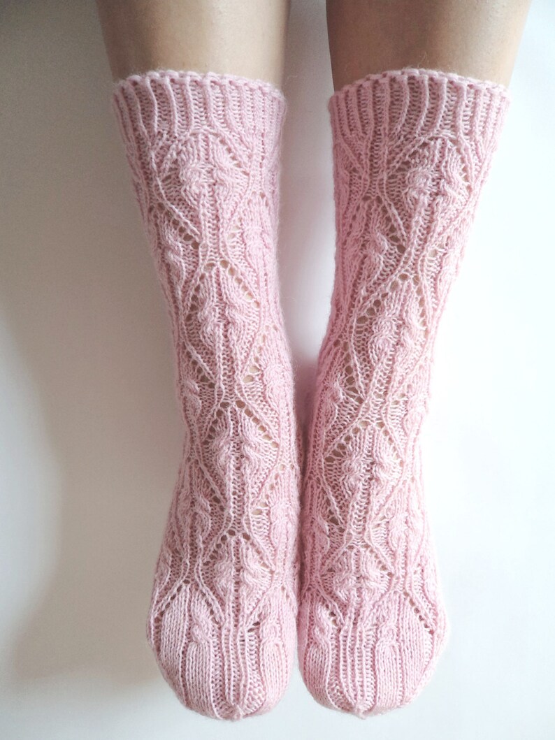 Pale dusty powder pink wool socks. Blush pink gift for her. | Etsy
