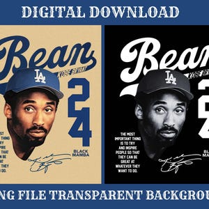 Kobe Bryant PNG T-Shirt Design - Black Mamba Tribute - Digital Download | Black Knockout Halftone + Full Color | DTF/DTG 300DPI