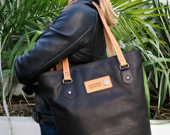 Classic Black Leather Tote