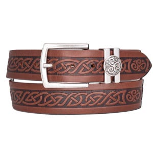 Breton Triskle Celtic Embossed Leather Belt