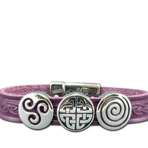 Stainless Steel 3 Charm Celtic Leather Cuff