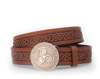 Boucle De Ceinture Western Vintage Années 70 - Laiton Massif & Turquoise - BTS Avec Ceinture Cuir 38