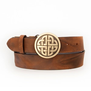 Darragh Distressed Leather Eternal Knot Buckle & Belt