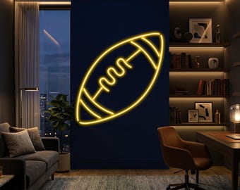 Fotbolls-LED-väggkonst i metall, neondekor för sportbar, vägglampa i spelrum, accent för man cave, skylt för pojkars sovrum, present till atlet, studentrumsdekor