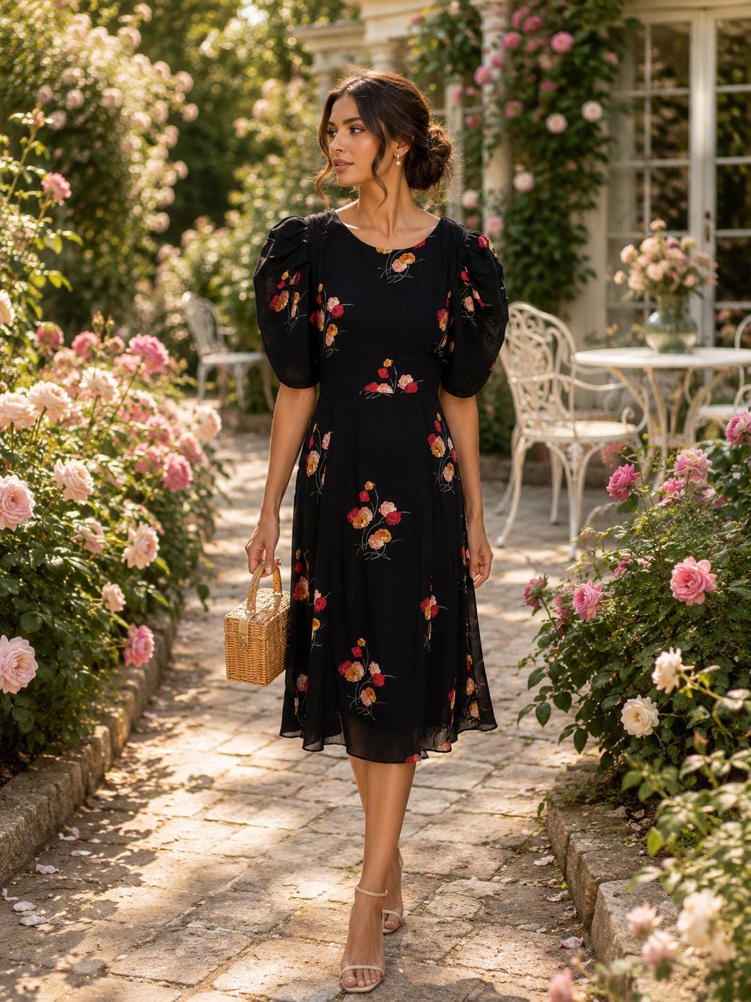 zara black floral mini dress Basic – Short Sleeve Boho Summer (size XS) ready minidress complete with