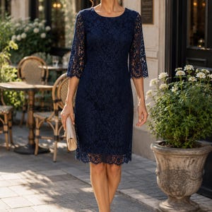 Navy Blue Lace Maxi Dress