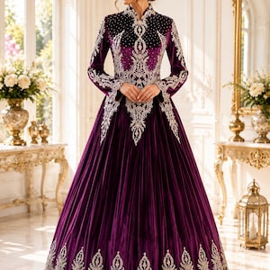 engagement dresses turkey Turkish Traditional Burgundy Henna Gown