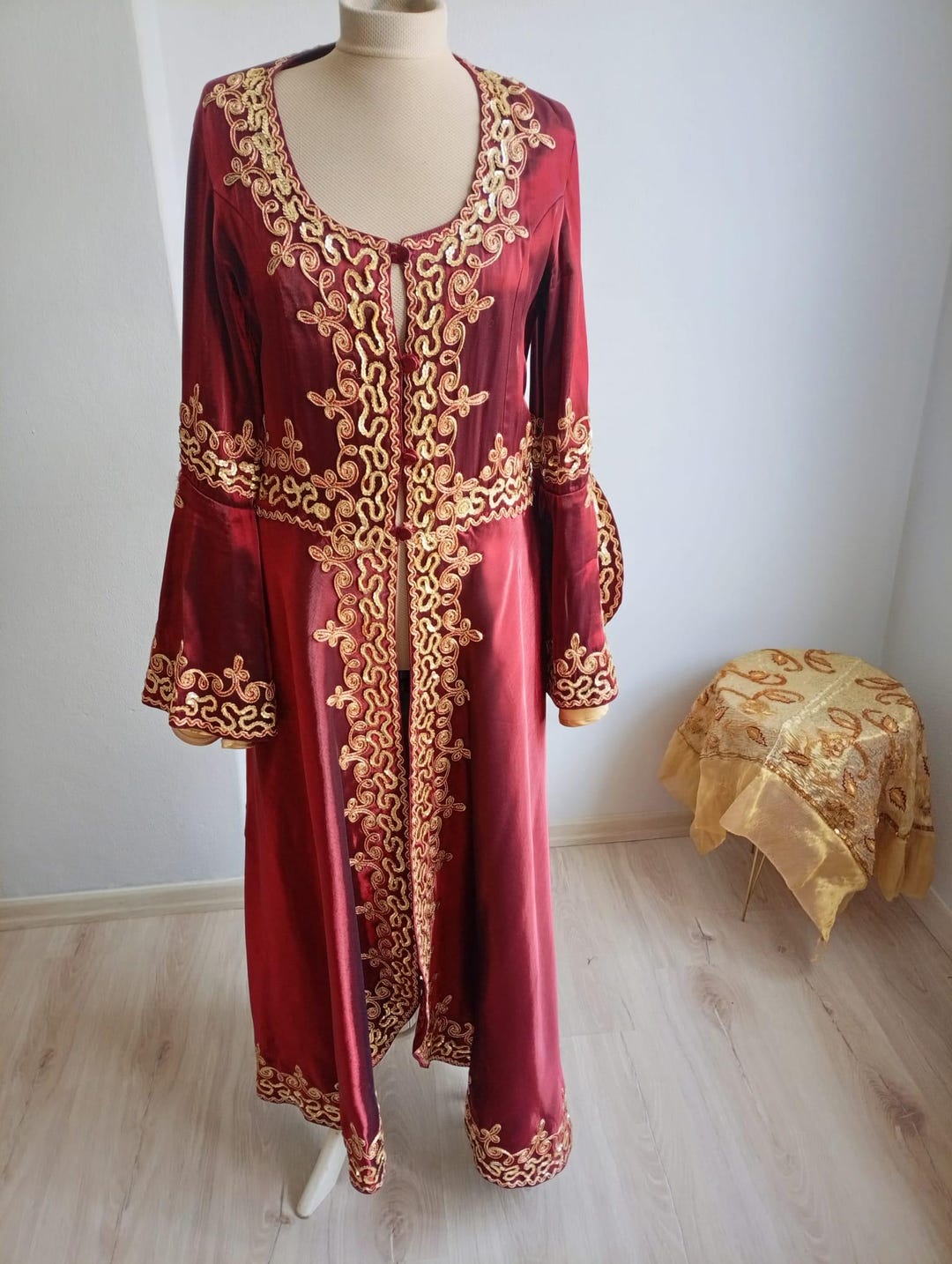 Ottomon Robe Ottoman Style Kaftan Robe, Turkish Vintage Inspired Costume, Burgundy ...