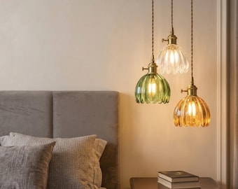 Vintage Glass Ceiling Chandelier - Elegant Japanese-Style Pendant Light for Modern & Traditional Decor