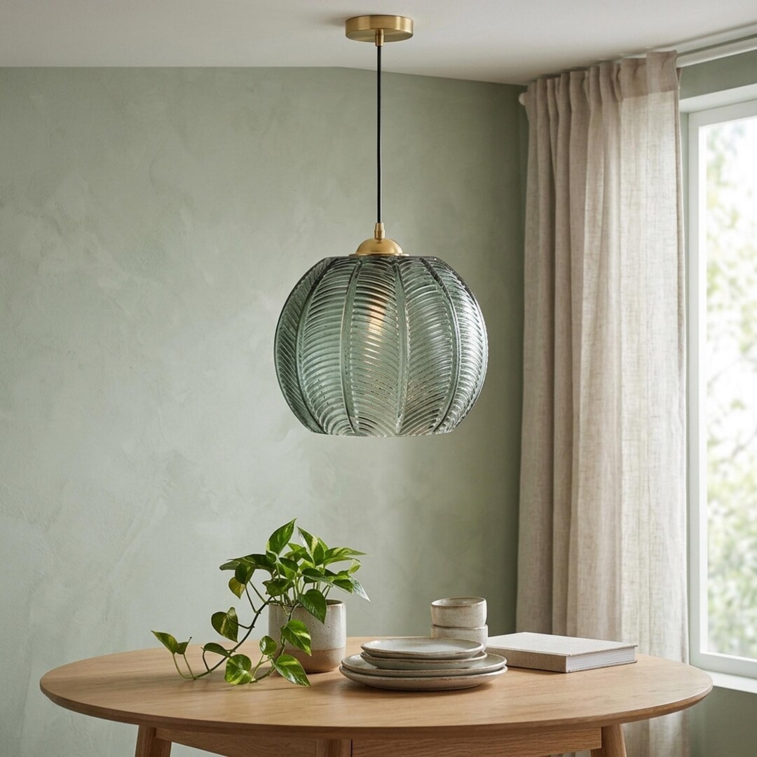 Nordic Glass Pendant Light, Leaf Pattern, Eco-friendly Indoor Lighting ...