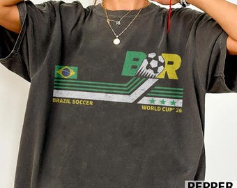 Camiseta de la Copa Mundial de Fútbol de Brasil, Día del Partido 2026, Camiseta de moda de la Copa Mundial, Regalo para el aficionado al fútbol