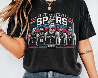 Camiseta de la alineación de los San Antonio Spurs, camiseta con collage de jugadores de baloncesto de Wemby, regalo para aficionados con la lista de jugadores del equipo