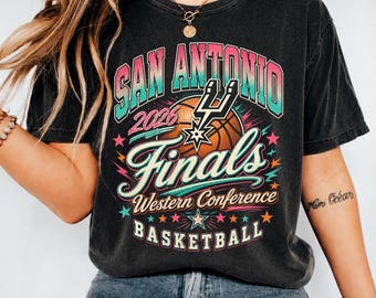 Camiseta de baloncesto de San Antonio, camiseta inspirada en los Spurs, camiseta de fiesta, aros coloridos de Texas