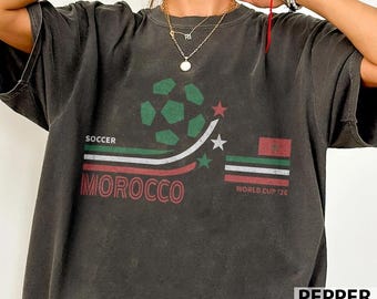 Camiseta de Marruecos para el Mundial de Fútbol 2026, Camiseta retro para aficionados al fútbol, Regalo para el Día del Padre