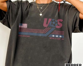 Camiseta de la Copa Mundial de Fútbol de EE. UU., Camiseta de fútbol retro, Regalo vintage para aficionados al fútbol, Camiseta para el día del partido