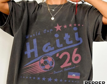 Camiseta de Haití para la Copa Mundial de Fútbol, camiseta gráfica de la selección de fútbol de los 90, camiseta para el día del partido, regalo para el aficionado de Haití